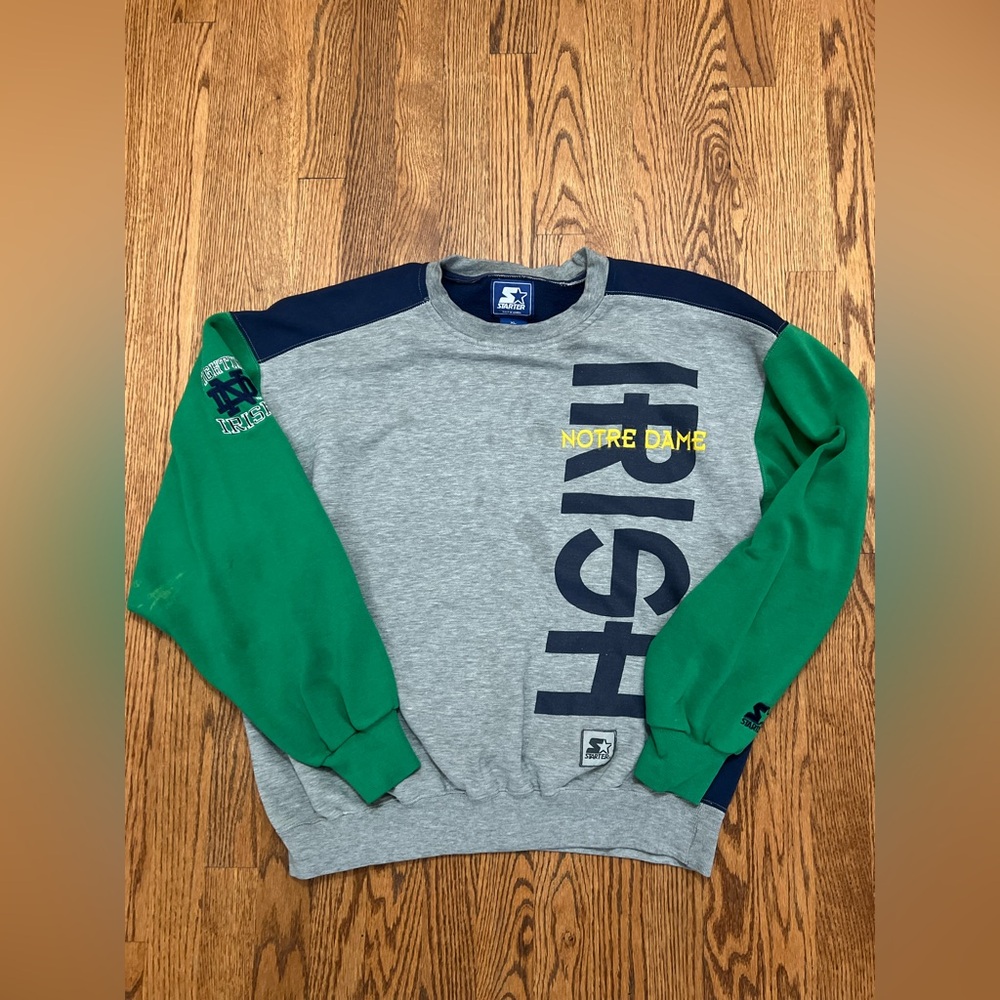 Vintage Starter Notre Dame Fighting Irish Sweatshirt Mens XL Gray NCAA Football